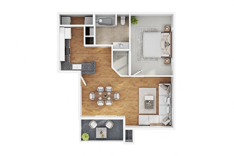 a stylized floor plan with a bedroom and a living room at The Summit by Picerne, Nevada, 89052